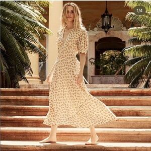 Doen Wisteria Silk Dress in Yellow Cottage Garden